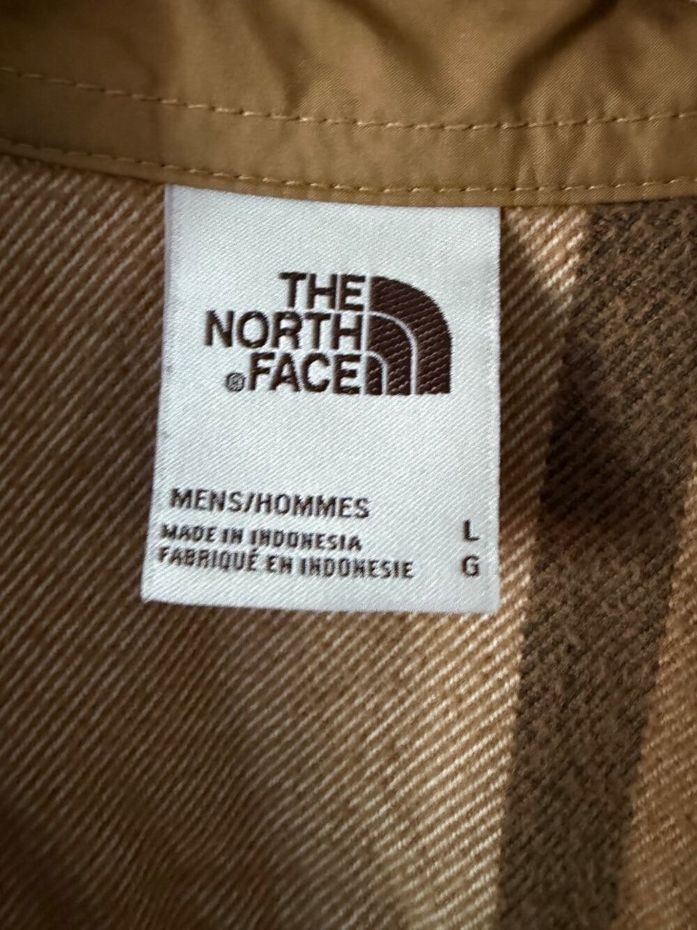 The North Face Mens Arroyo Plaid Button-Down Flannel Shirt Tan Large - Picture 5 of 8